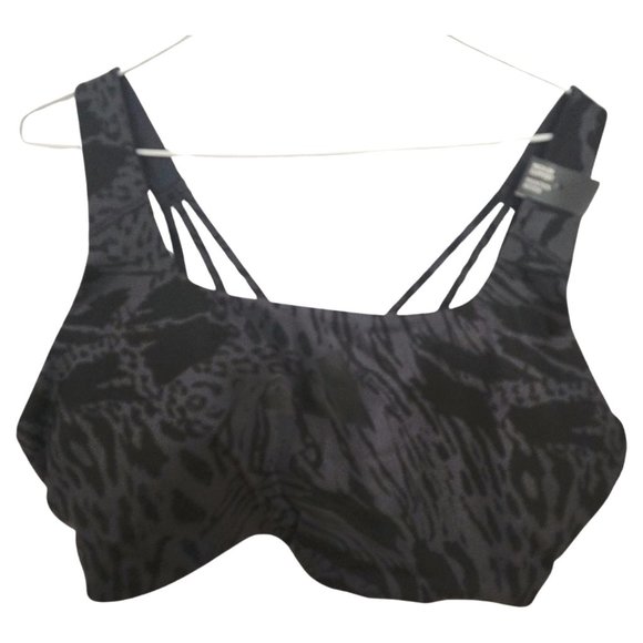 Adidas Plus-size Black Print Workout Bra Medium Support Removable Pads. Size 3X - Picture 1 of 16
